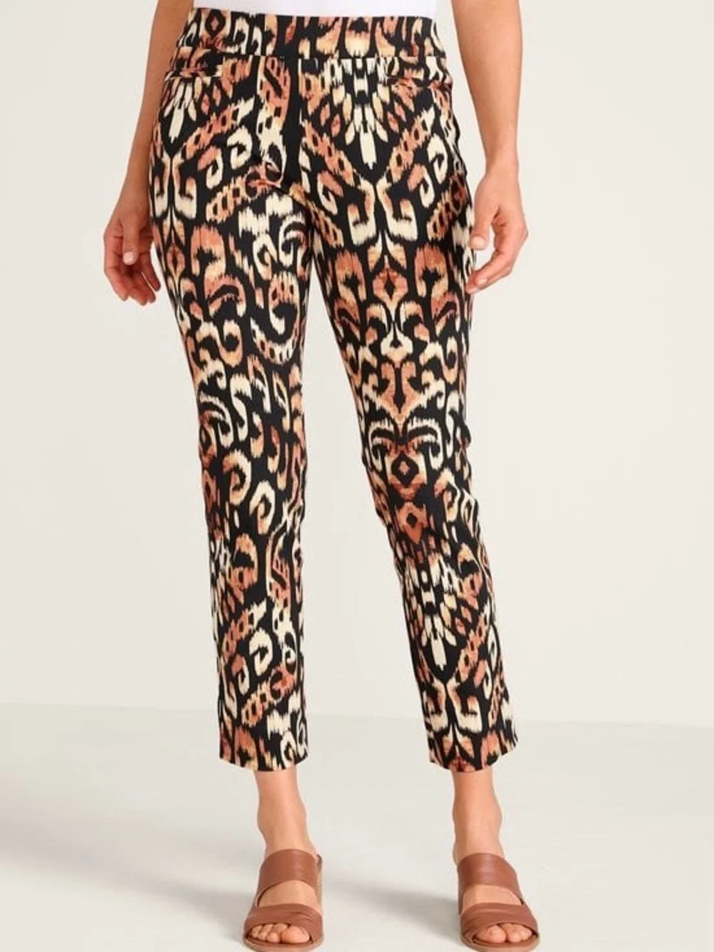 Soft Surroundings Superla Slim Leg Ankle Pants Size 3X Animal Ikat Print $100 - Picture 3 of 10